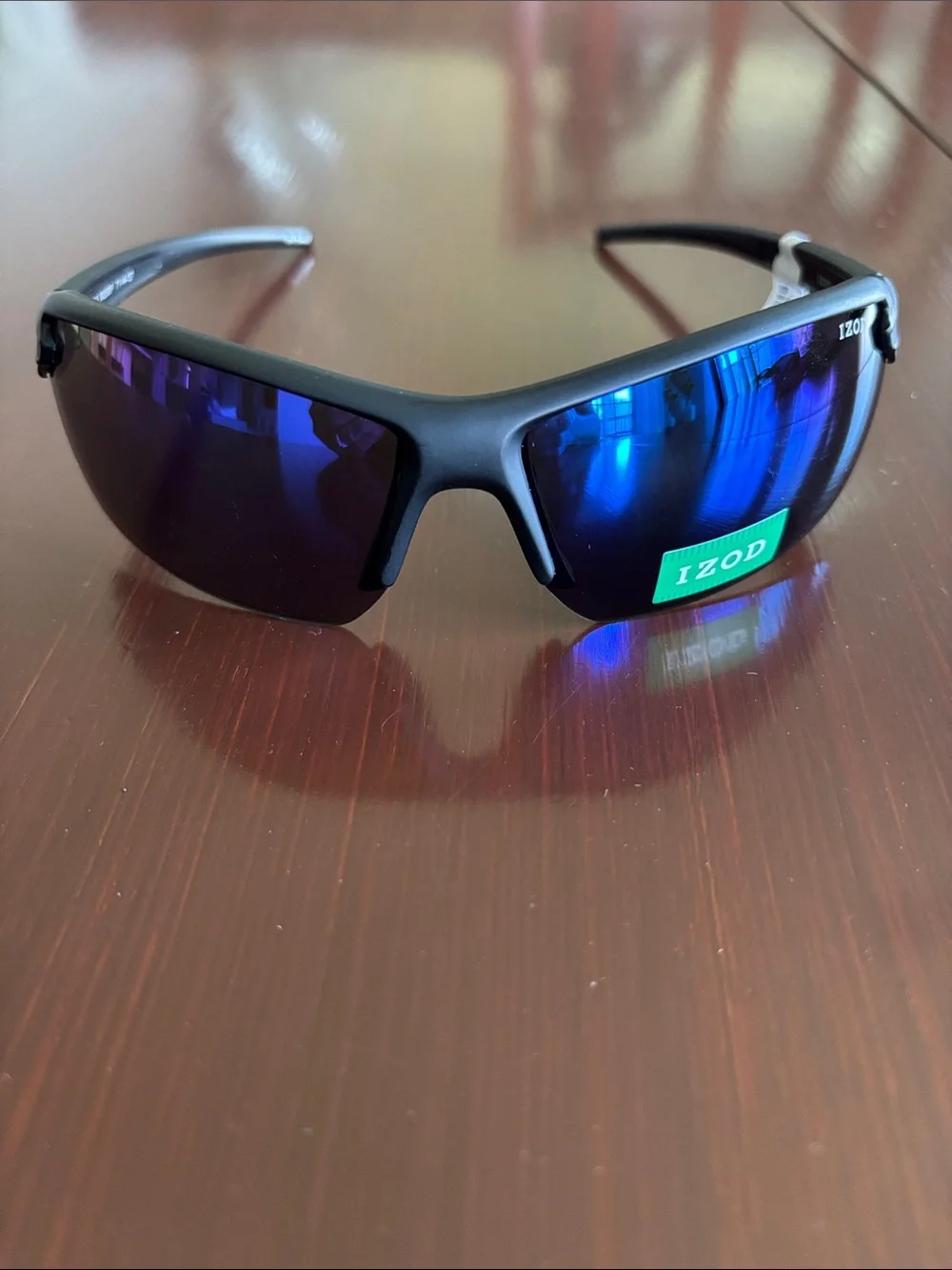 Izod Blue Mirror Rimless wrap around frame, 100% UV protection sporty,6013